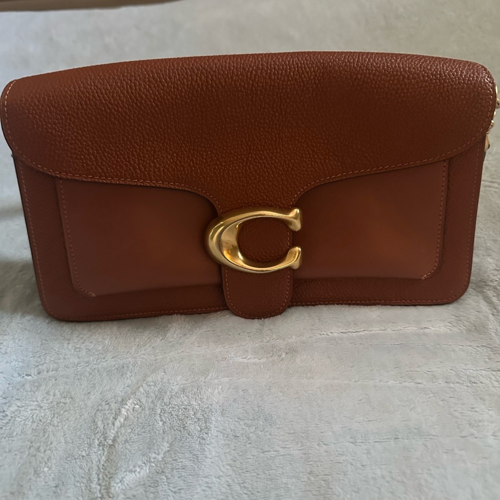 Coach Brown Leather Clutch with Gold Accent